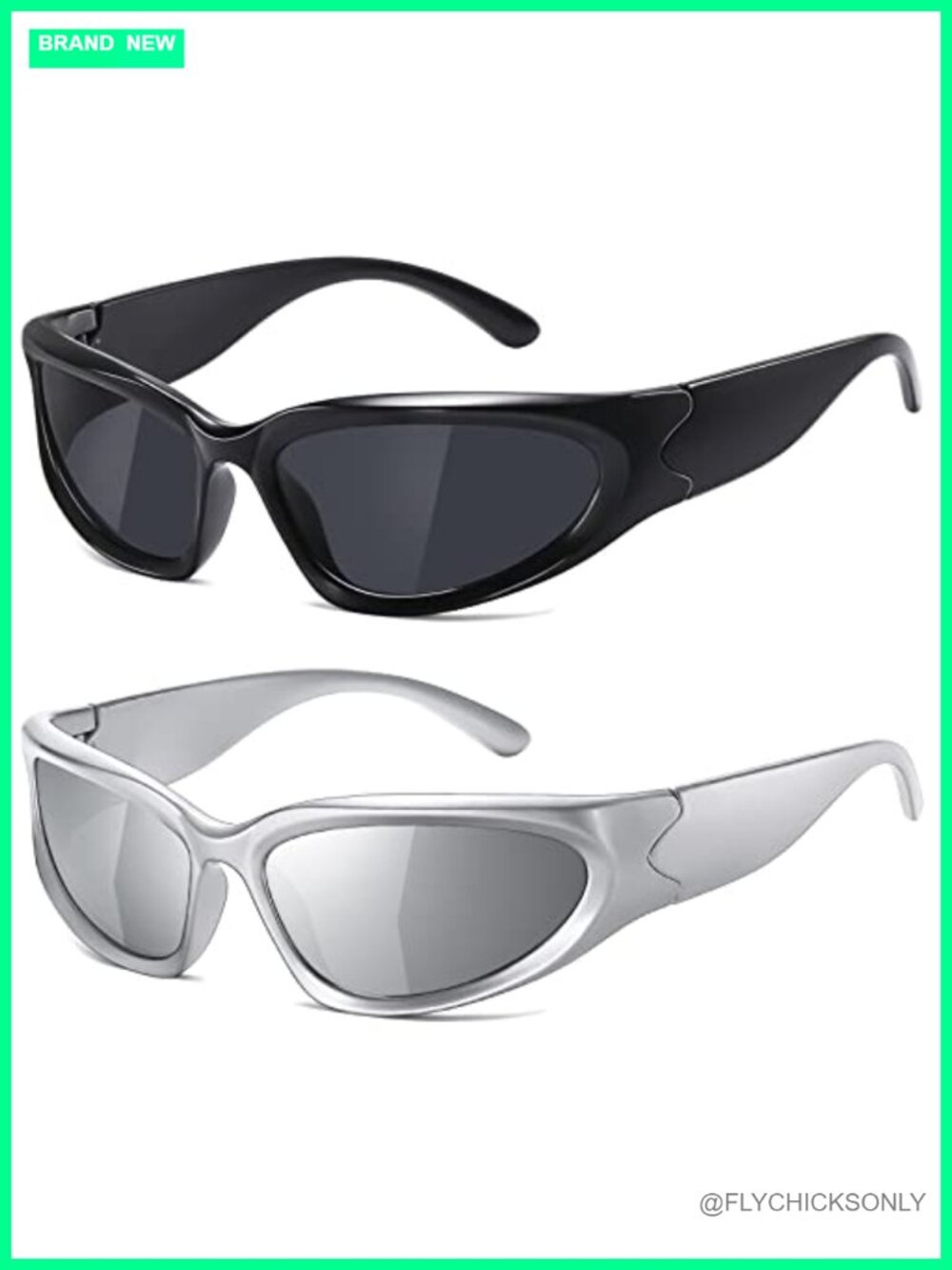 Y2K Wrap Around Oval Sunglasses UV Protection